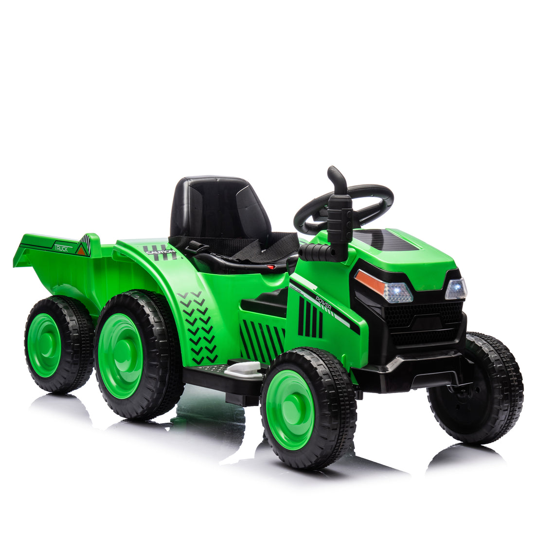 12V Kids Ride On Electric Tractor Black Knight,Kids Ride On Toy.2Wd,Non Skid Tires, Steering Wheel, Foot Pedal,With Removable Storage Tug,Light,Bluetooth,Music,Mp3,Usb,Power Display For Kids Aged 3 . Green 50 99 Lbs Polypropylene