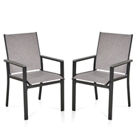 2Pc Patio Dining Chairs, Metal Frame With Textilene Fabrics No Dining Set Black Gray Mildew Resistant Frame Garden & Outdoor 2 Person Seating Group Iron