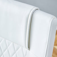 Table And Chair Set.63"X31.5" Marble Pattern Sintered Stone Table With Mdf Oc Shaped Bracket.Paired With 4 White Pu Chairs With Black Metal Legs.Suitable For Kitchen,Dining Room,Etc. White Black