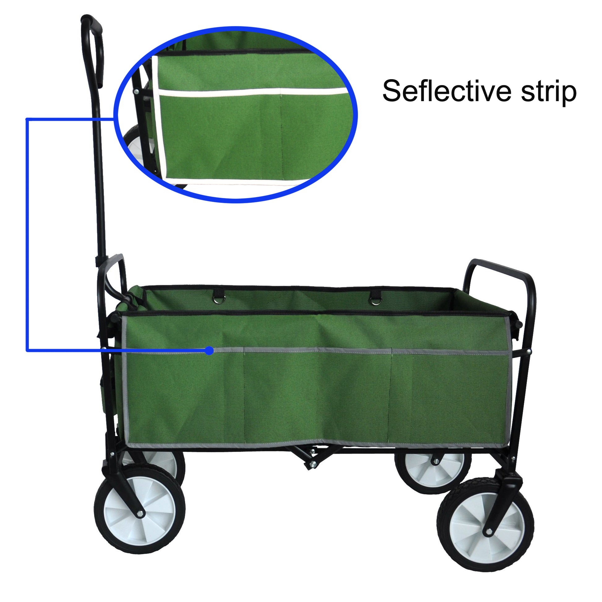 Folding Wagon Garden Shopping Beach Cart Green Grass Green Metal