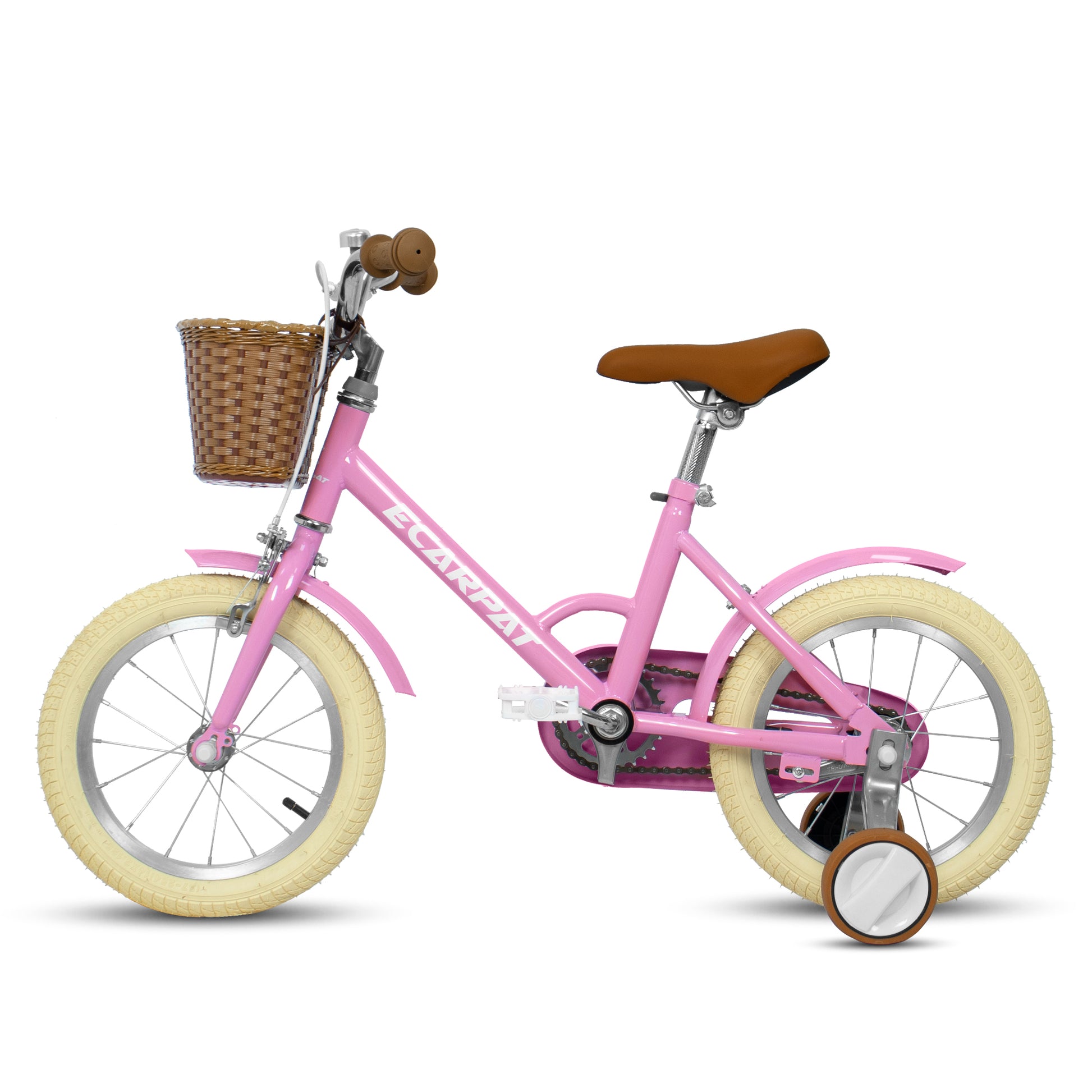 A16116 Ecarpat Kids'Bike Girls Bike 16 Inch Wheels,1 Speed Child Bicycles For 3 4 Years,With Removable Training Wheels Baby Toys,Front V Brake,Rear Holding Brake Pink Steel