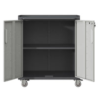 Heavy Duty Metal Garage Storage Cabinet With Wheels Sturdy And Durable Tool Storage Cabinet For Garage, Office, And Home Organizer Solutions Black Gray Steel