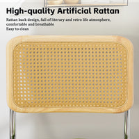 Mid Century Modern Dining Chairs Set Of 2, Velvet Accent Chairs With Natural Cane Back, White White Set Of 2 Fabric,Pe Rattan Iron