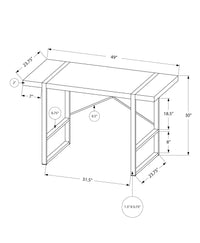 Computer Desk, Home Office, Laptop, 48"L, Work, White Laminate, Grey Metal, Contemporary, Modern White Particle Board