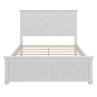 Coastal Farmhouse Solid Wood Queen Size Bed Frame,Antique White Box Spring Not Required Queen Antique White Wood Bedroom Farmhouse,Traditional,Vintage Bed Frame Wood