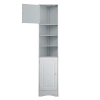 Multi Functional Corner Cabinet Tall Bathroom Storage Cabinet With Two Doors And Adjustable Shelves, Open Shelf, Grey Grey Mdf