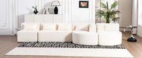 143.7" Upholstered Sofa Free Combined Sofa Couch With Two Chaise Lounge And Five Back Pillows For Living Room, Beige Beige Foam Polyester 5 Seat