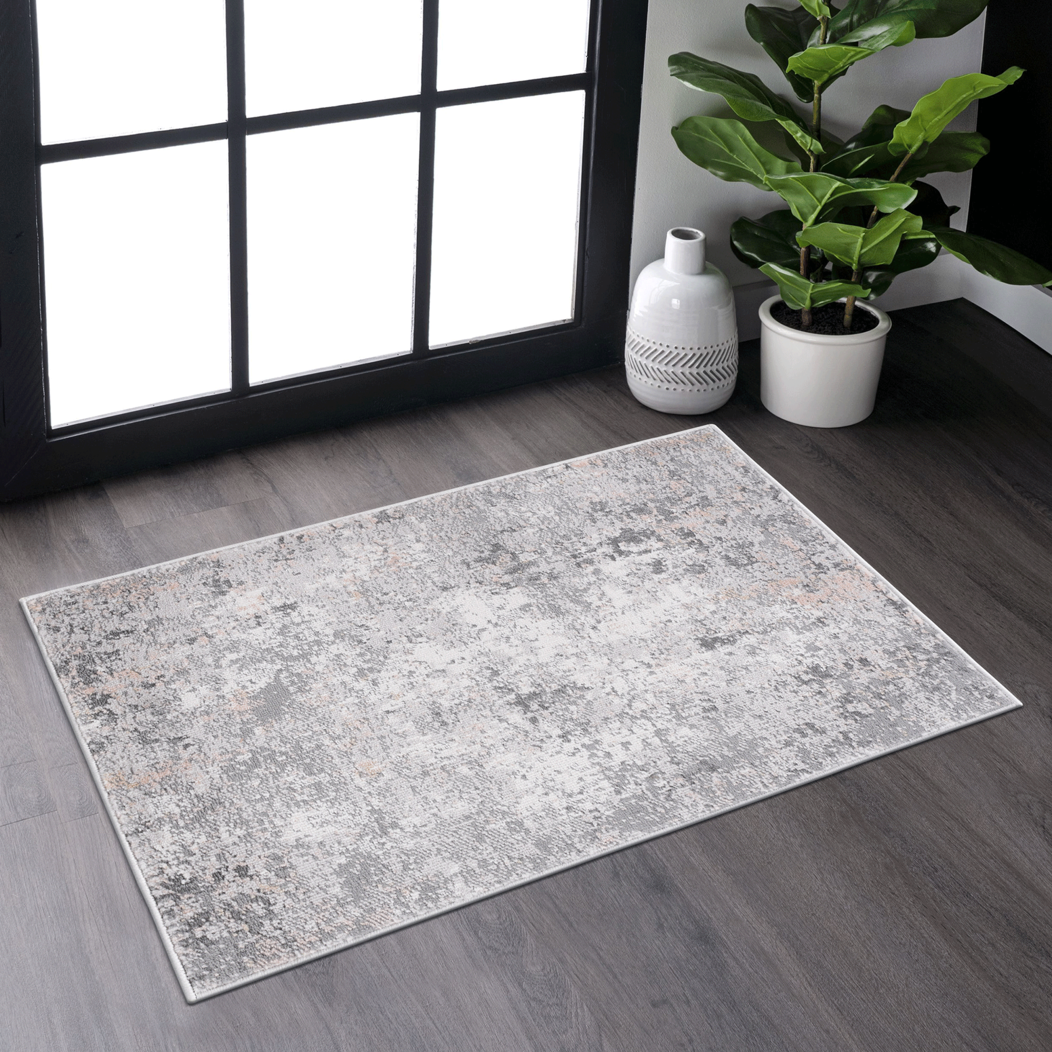 Naar Marfi Collection 2X3 Grey Multi Abstract Non Shedding Living Room Bedroom Dining Home Office Stylish And Stain Resistant Area Rug Grey Multi Polyester