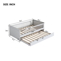 Wood Twin Size Platform Bed With Guardrail And Trundle, White Box Spring Not Required Twin White Wood Bed Frame Solid Wood Mdf