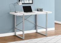 Computer Desk, Home Office, Laptop, 48"L, Work, White Laminate, Grey Metal, Contemporary, Modern White Particle Board