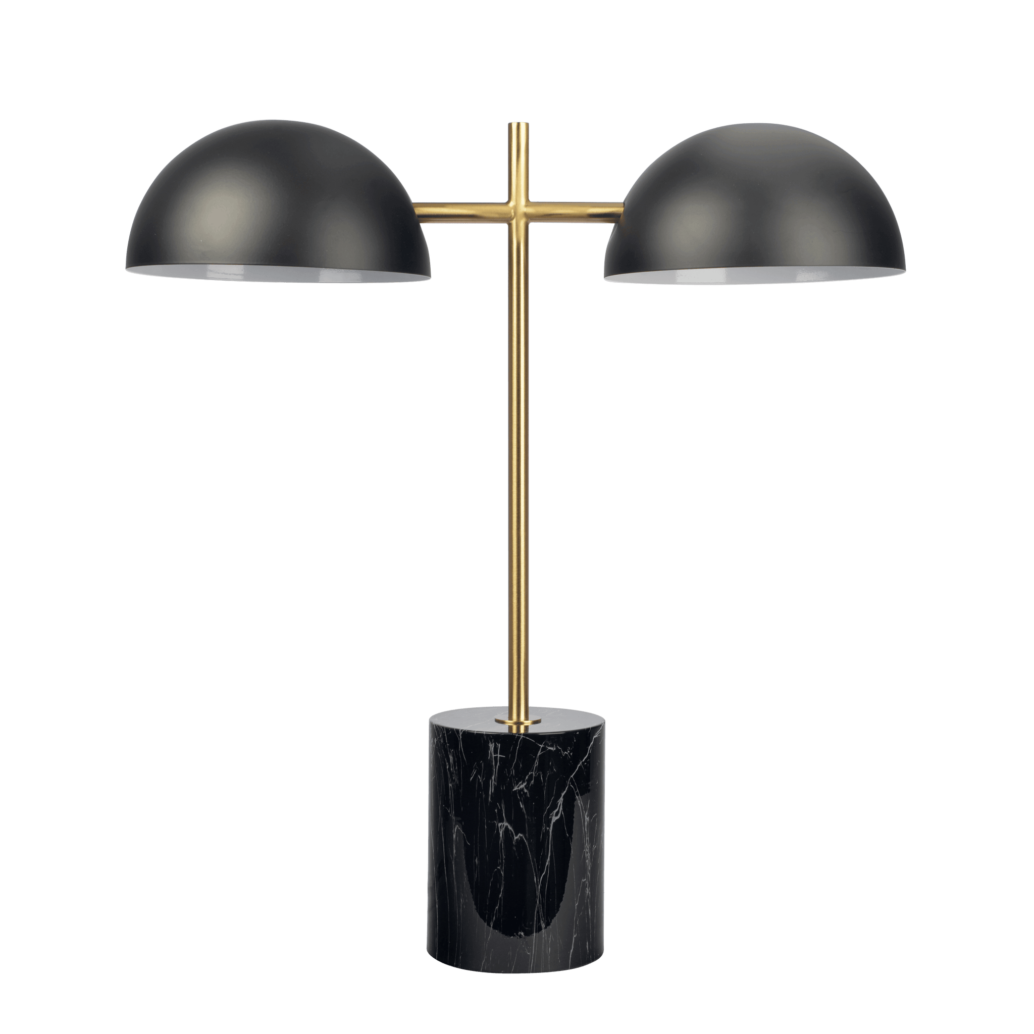 Nova Hydro Black Table Lamp With On Off Switch Double Lamp With Faux Marble Base Black,Gold,Marble Table&Floor Lamps Faux Marble,Metal