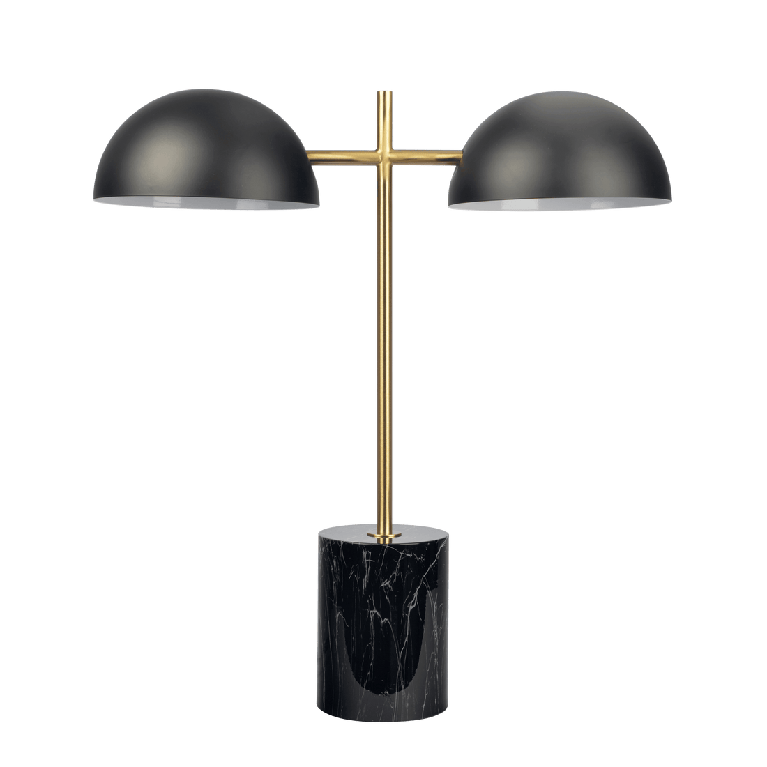 Nova Hydro Black Table Lamp With On Off Switch Double Lamp With Faux Marble Base Black,Gold,Marble Table&Floor Lamps Faux Marble,Metal