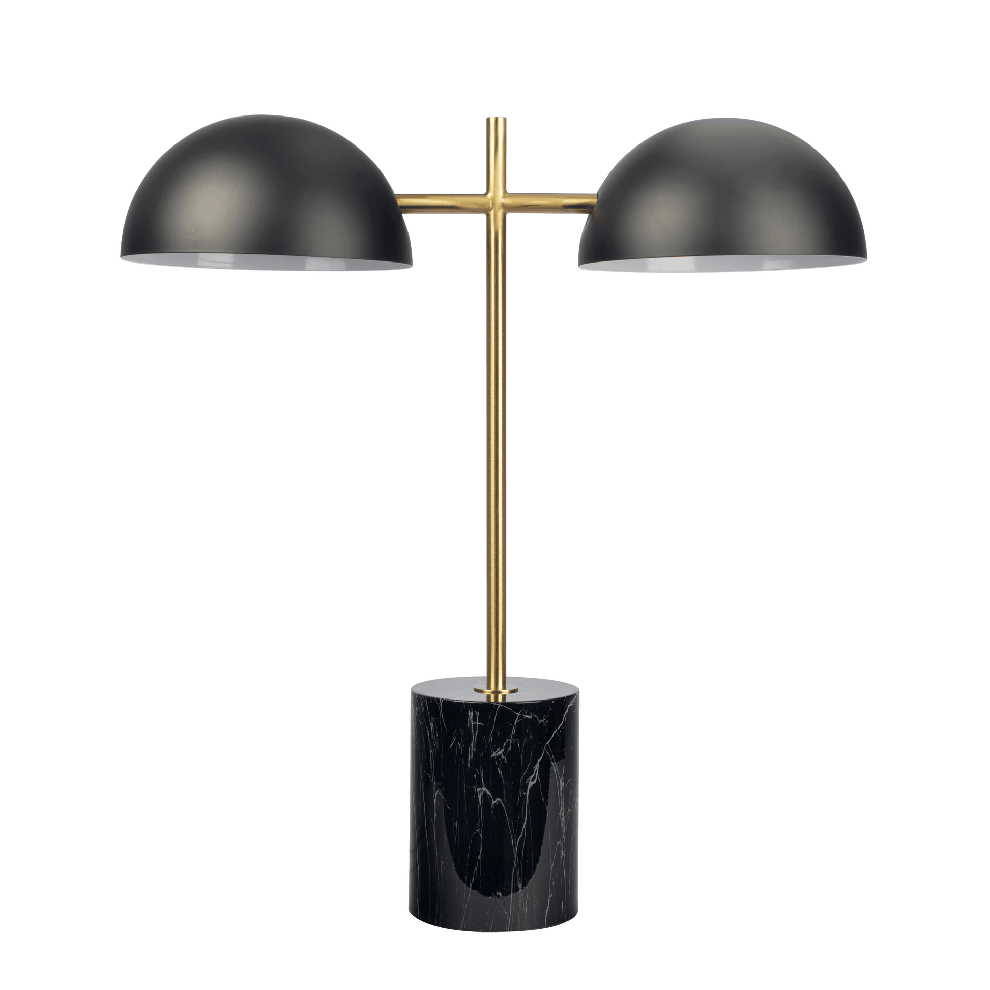 Nova Hydro Black Table Lamp With On Off Switch Double Lamp With Faux Marble Base Black,Gold,Marble Table&Floor Lamps Faux Marble,Metal