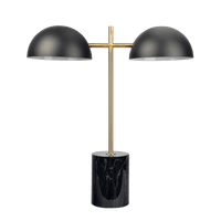 Nova Hydro Black Table Lamp With On Off Switch Double Lamp With Faux Marble Base Black,Gold,Marble Table&Floor Lamps Faux Marble,Metal