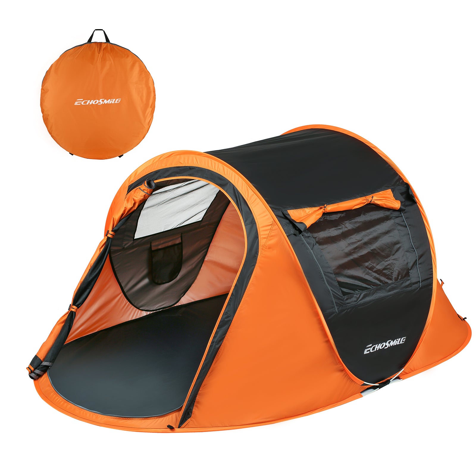 2 Person Black Orange Pop Up Camping Tent Black Cream Polyethylene