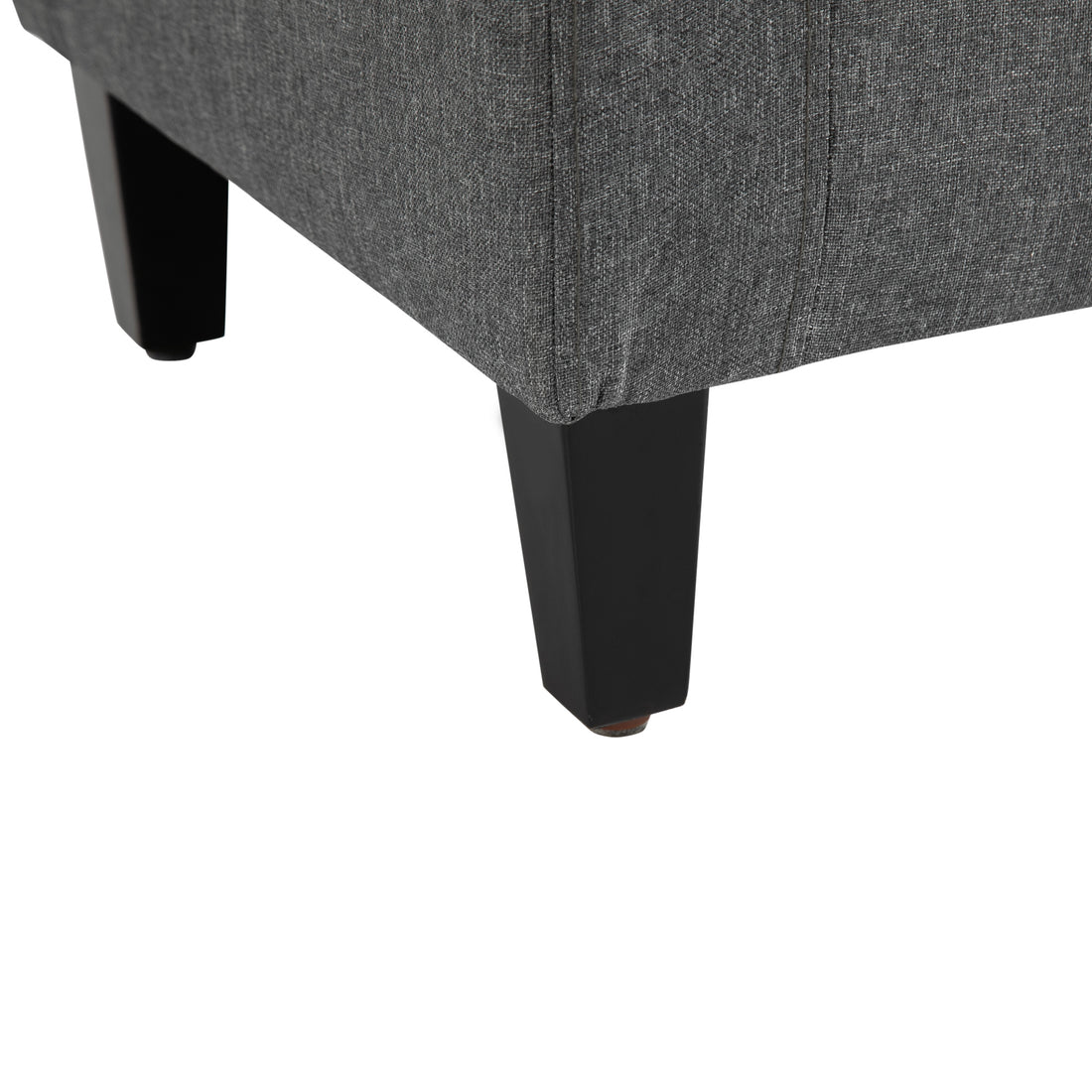 Homcom Storage Ottoman, Linen Upholstered Storage Bench With Lift Top And Button Tufted For Living Room, Gray Gray Polyester