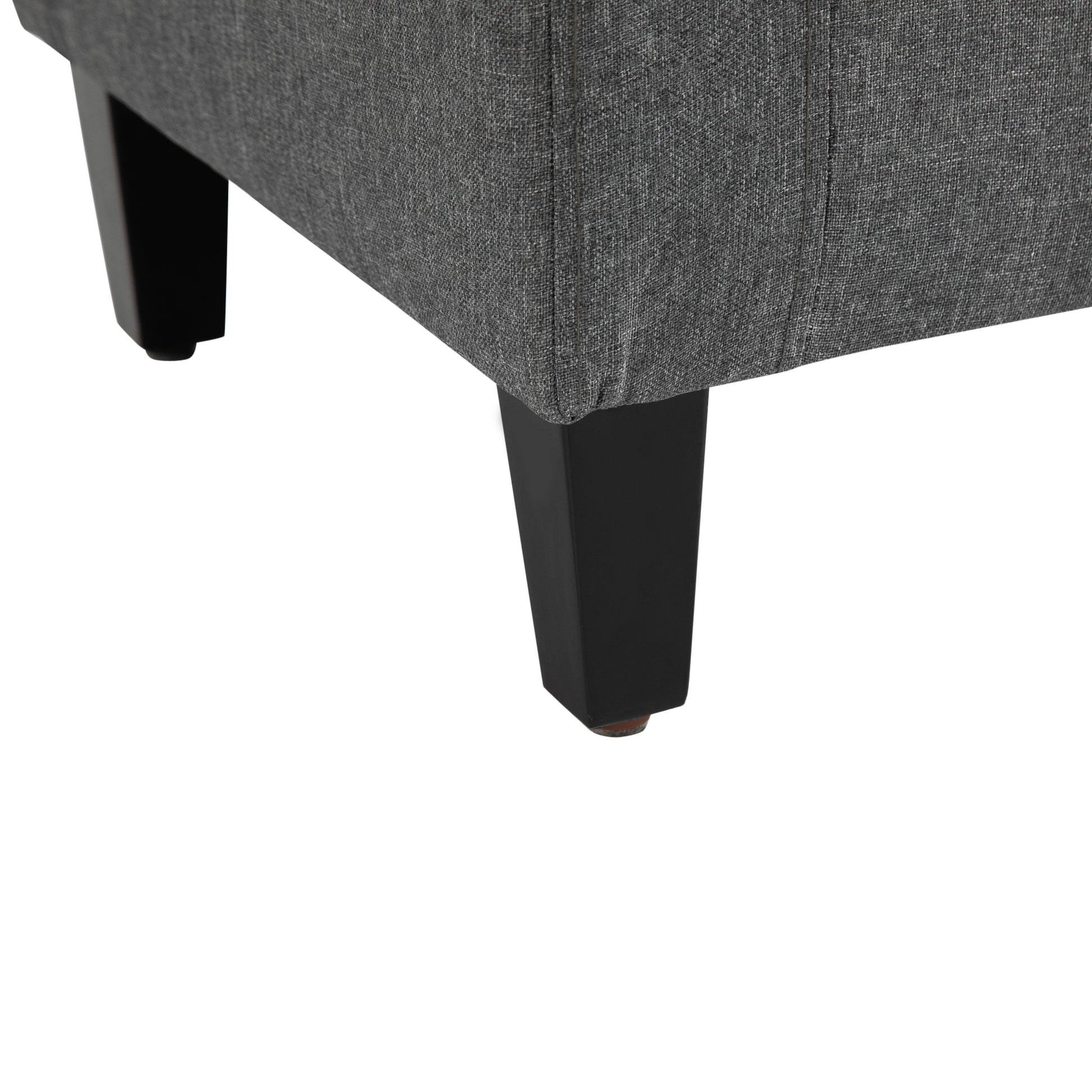 Homcom Storage Ottoman, Linen Upholstered Storage Bench With Lift Top And Button Tufted For Living Room, Gray Gray Polyester