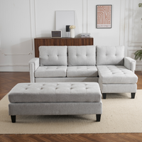 83.4" L Shaped Sofa Sectional Couch Sofa Bed With Two Usb Ports, A Movable Ottoman And A Reversible Chaise Lounge For Living Room, Grey Grey Foam Chenille 5 Seat