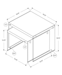 Nesting Table, Set Of 2, Side, End, Accent, Living Room, Bedroom, Glossy White Laminate, Clear Tempered Glass, Contemporary, Modern White Mdf