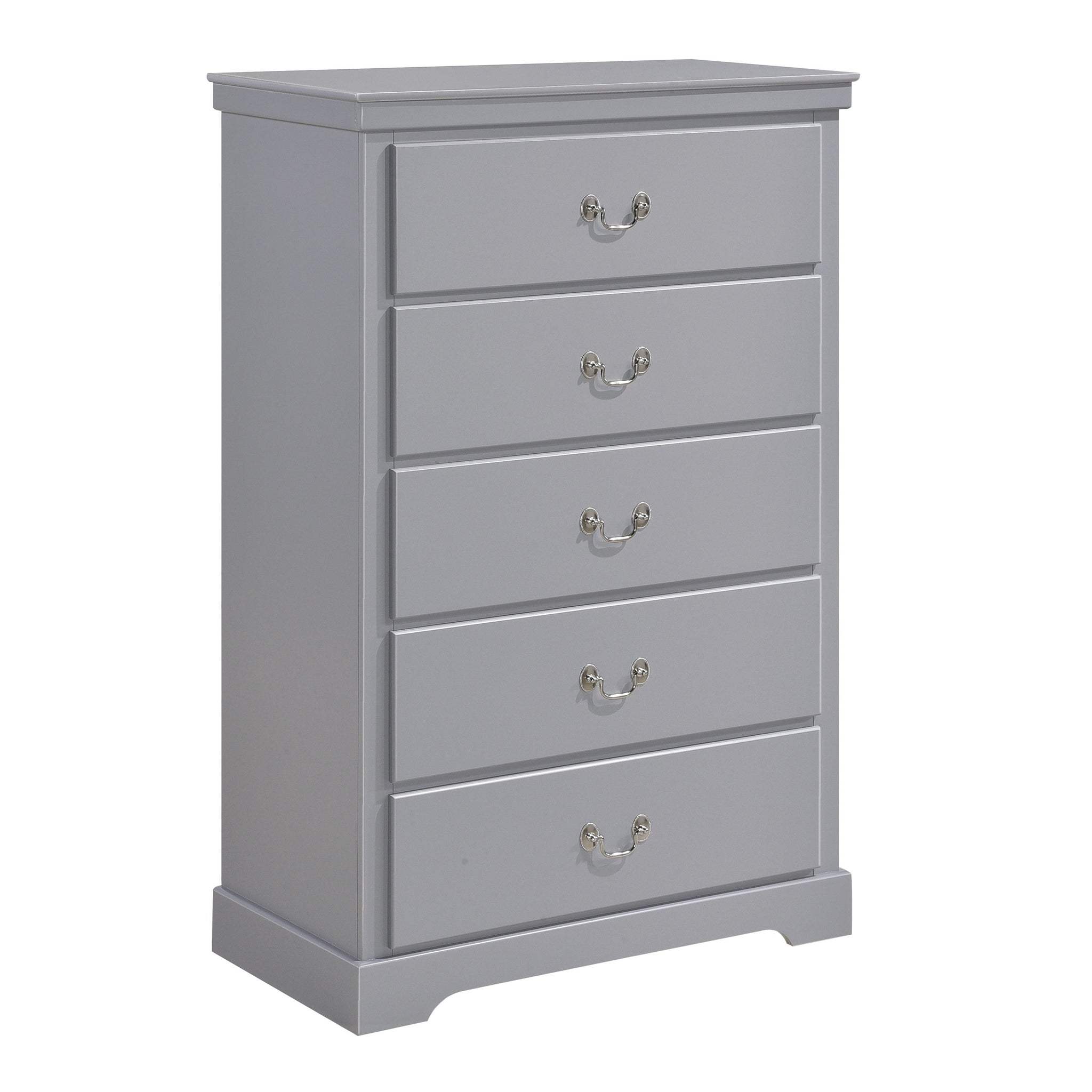 Classic Traditional 1Pc Chest Of 5 Drawers Gray Finish Bedroom Furniture Wooden Gray Wood