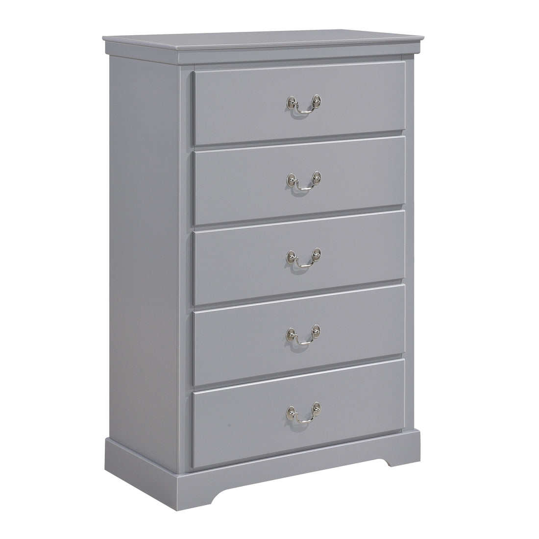 Classic Traditional 1Pc Chest Of 5 Drawers Gray Finish Bedroom Furniture Wooden Gray Wood