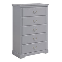 Classic Traditional 1Pc Chest Of 5 Drawers Gray Finish Bedroom Furniture Wooden Gray Wood