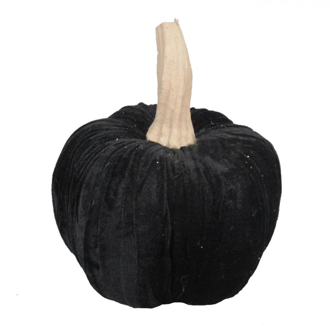 Set Of 2, 9.5" Black Velvet Pumpkin Large, For Holiday Halloween Decor Black Fabric,Foam