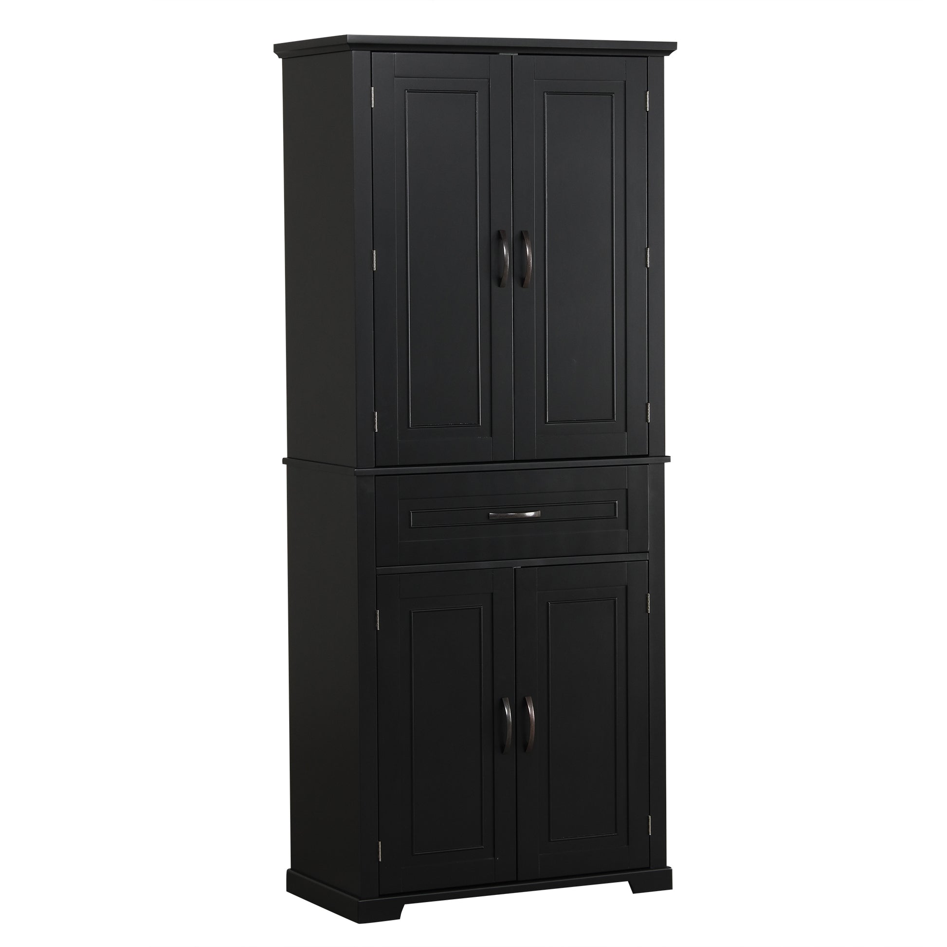 Bathroom Storage Cabinet With Doors And Drawer, Multiple Storage Space, Adjustable Shelf, Black Black Mdf