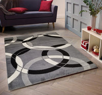 Jersey Area Rugs, Carpets For Livingroom, 5X7 Area Rugs ,1798 Black Grey Rectangle 5&7 Black Grey Contemporary Abstract Polypropylene