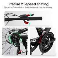 A26207 26 Inch Aluminum Frame Shock Fork Plus Shock Absorber 21 Speed Unisex Mountain Bike Black Without Wear Resistant Garden & Outdoor Sporty Multifunctional Steel