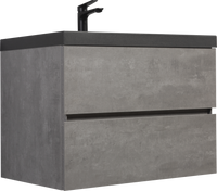 30" Floating Bathroom Vanity With Sink, Modern Wall Mounted Bathroom Storage Vanity Cabinet With Black Quartz Sand Top Basin And Soft Close Drawers, 24V12 30Gr Grey 24Vedi 30B 2 Grey Bathroom Wall Mounted Plywood