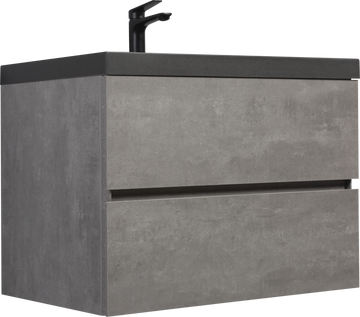 30" Floating Bathroom Vanity With Sink, Modern Wall Mounted Bathroom Storage Vanity Cabinet With Black Quartz Sand Top Basin And Soft Close Drawers, 24V12 30Gr Grey 24Vedi 30B 2 Grey Bathroom Wall Mounted Plywood