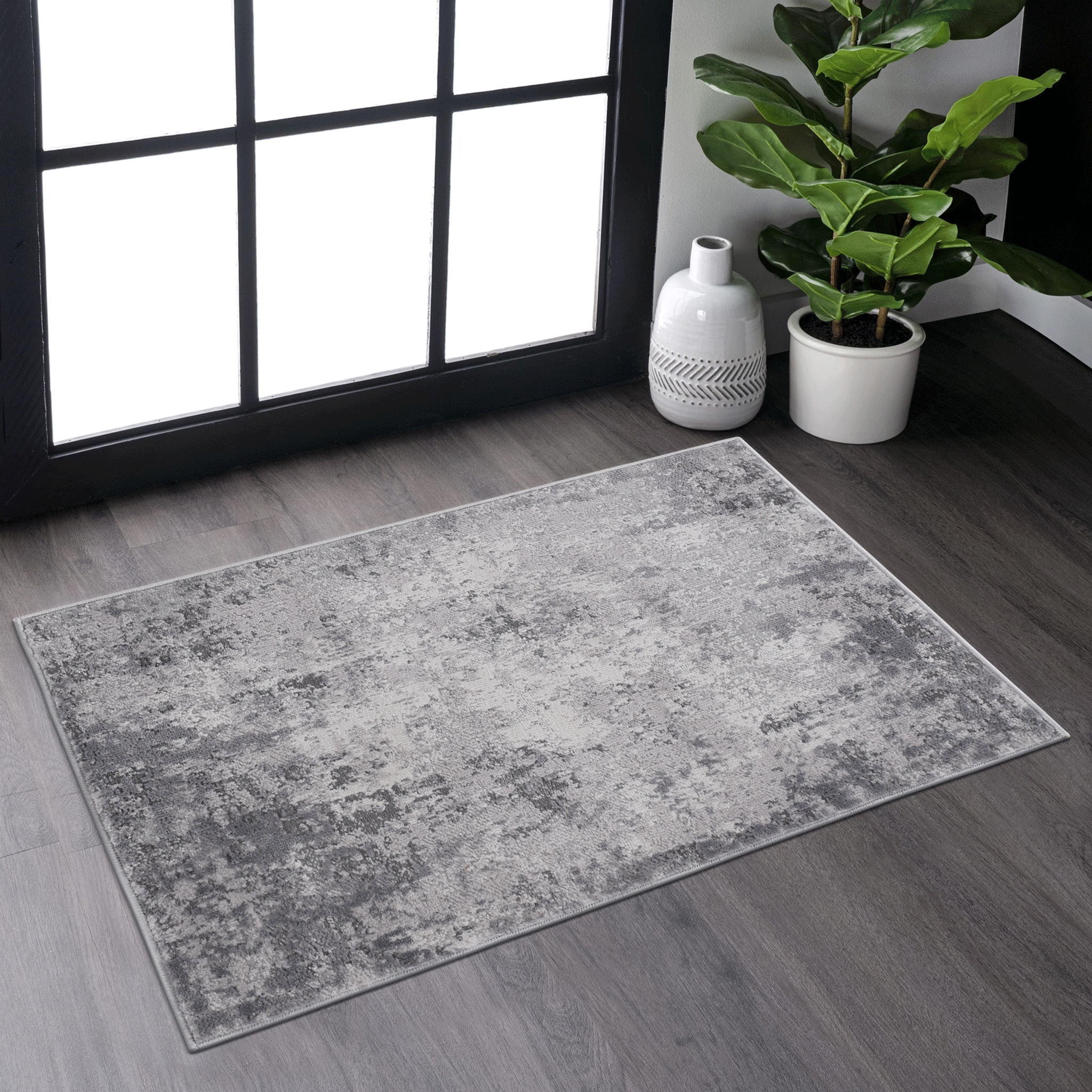 Naar Marfi Collection 2X3 Light Grey Abstract Non Shedding Living Room Bedroom Dining Home Office Stylish And Stain Resistant Area Rug Light Grey Polyester