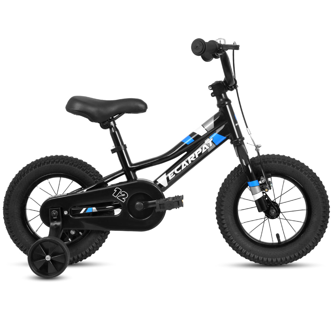 A12117 Ecarpat Kids' Bike 12 Inch Wheels, 1 Speed Boys Girls Child Bicycles For 2 3 Years, With Removable Training Wheels Baby Toys, Front V Brake, Rear Holding Brake Black Polyurethane Foam 3 To 4 Years Carbon Steel Outdoor