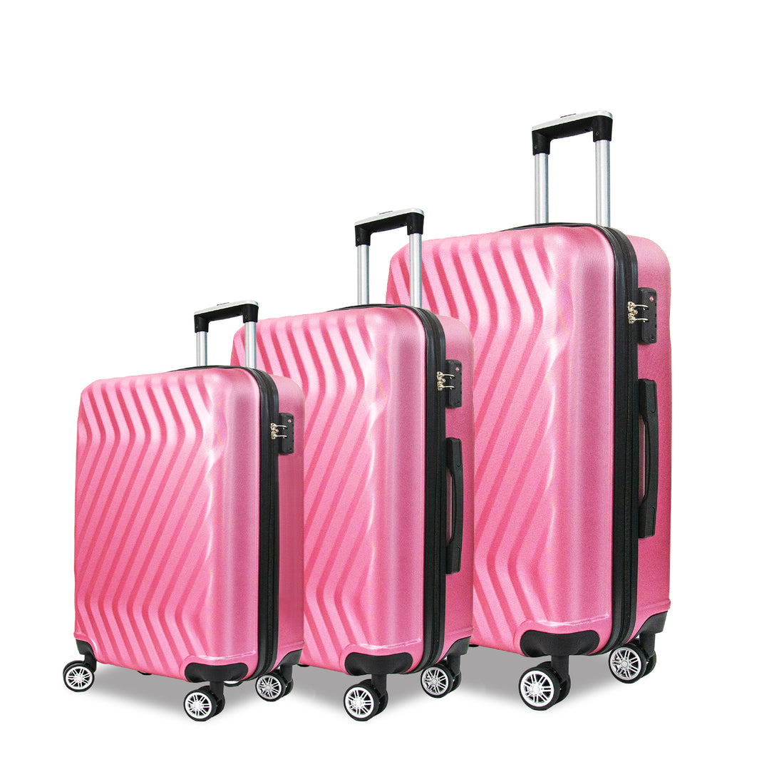 Hardside Lightweight Luggage Featuring 4 Spinning Wheel Robust Abs And Secure Tsa Lock Luggage Set 3 Pieces 20 24 28 Inches Women And Men Pink Abs