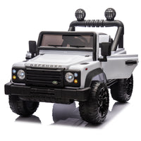 Licensed 2015 Land Rover Defender 90,24V Kids Ride On Xxl Car W Parents Control,2Wd,Four Wheel Suspension,Bluetooth,Mp3,Music,Power Display,Led Lights,Speeds 1.86 3.11Mph For Kids 3 7. White Polypropylene