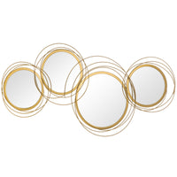 Homcom Metal Wall Art Modern Mirror Decor Home Hanging Wall Sculptures For Living Room Bedroom Dining Room, Gold Gold Metal