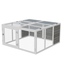 Pawhut Rabbit Hutch, Wooden Outdoor Bunny Cage With An Openable Foldable Top, Door, Guinea Pig Hutch For Backyard, Garden, Fits 1 4 Rabbits, Gray Gray Wood