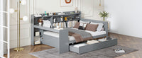 Full Size Wooden Daybed With 3 Drawers, Usb Ports And Deskgray Twin Gray Wood