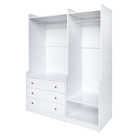 Open Wooden Wardrobe Storage For Bedroom, White White Particle Board