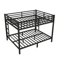 Metal Queen Over Queen Bunk Bed For Teens And Adults,Space Saving Noise Reduced No Box Spring Needed, Black Black Metal