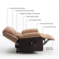Brown Fabric Recliner Chair Cushion Brown Corduroy