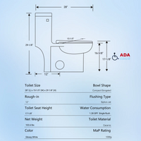 1.28 Gpf One Piece Toilet Single Flushwater Saving Elongated Comfort Height Floor Mounted, Soft Closing Seat, 1000 Gram Map Flushing Score Toilet, Gloss White 23T03 Gw White Ceramic