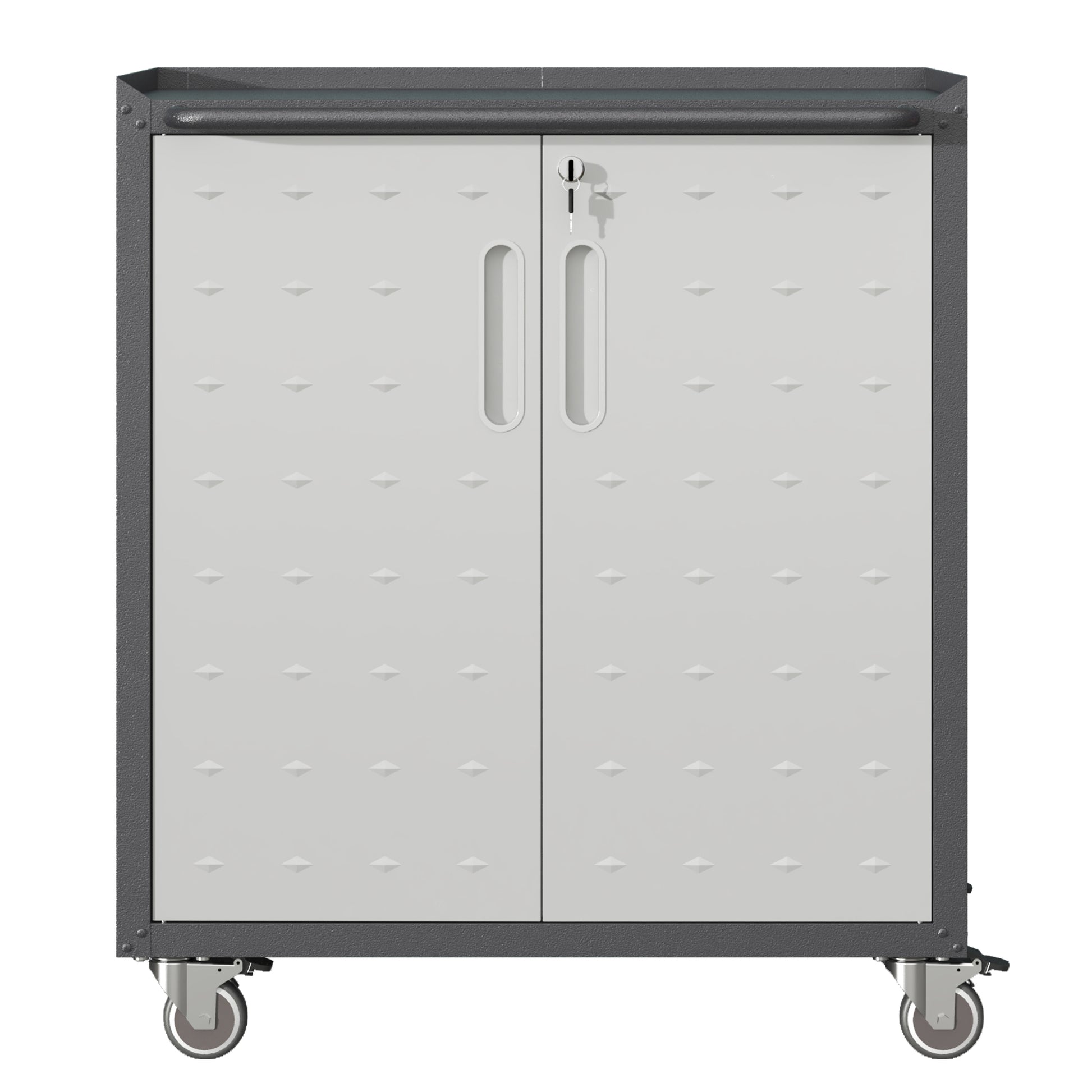 Heavy Duty Metal Garage Storage Cabinet With Wheels Sturdy And Durable Tool Storage Cabinet For Garage, Office, And Home Organizer Solutions Black Gray Steel