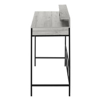 Computer Desk, Home Office, Standing, Storage Shelves, 48"L, Work, Laptop, Grey Laminate, Black Metal, Contemporary, Modern Grey Metal