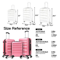 3 Piece Luggage 20Inches,24Inches,28Inches Featuring 360 Rotating Wheels And Tsa Lock Abs Hard Shell Yet Practical Design Suitable For Both Men And Women Pink Abs