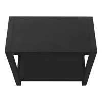 Accent Table, Side, End, Narrow, Small, 2 Tier, Living Room, Bedroom, Black Laminate, Black Metal, Contemporary, Modern Black Particle Board