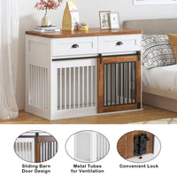 Heavy Duty Furniture Style Dog Cage Wooden Dog Cage Double Door Dog Cage Side Cabinet Dog Cage Dog Crate 44 1 2"W *23"D *33 1 4"H White Walnut Particle Board