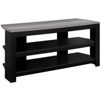 Tv Stand, 42 Inch, Console, Media Entertainment Center, Storage Shelves, Living Room, Bedroom, Black And Grey Laminate, Contemporary, Modern Black 80 89 Inches Particle Board