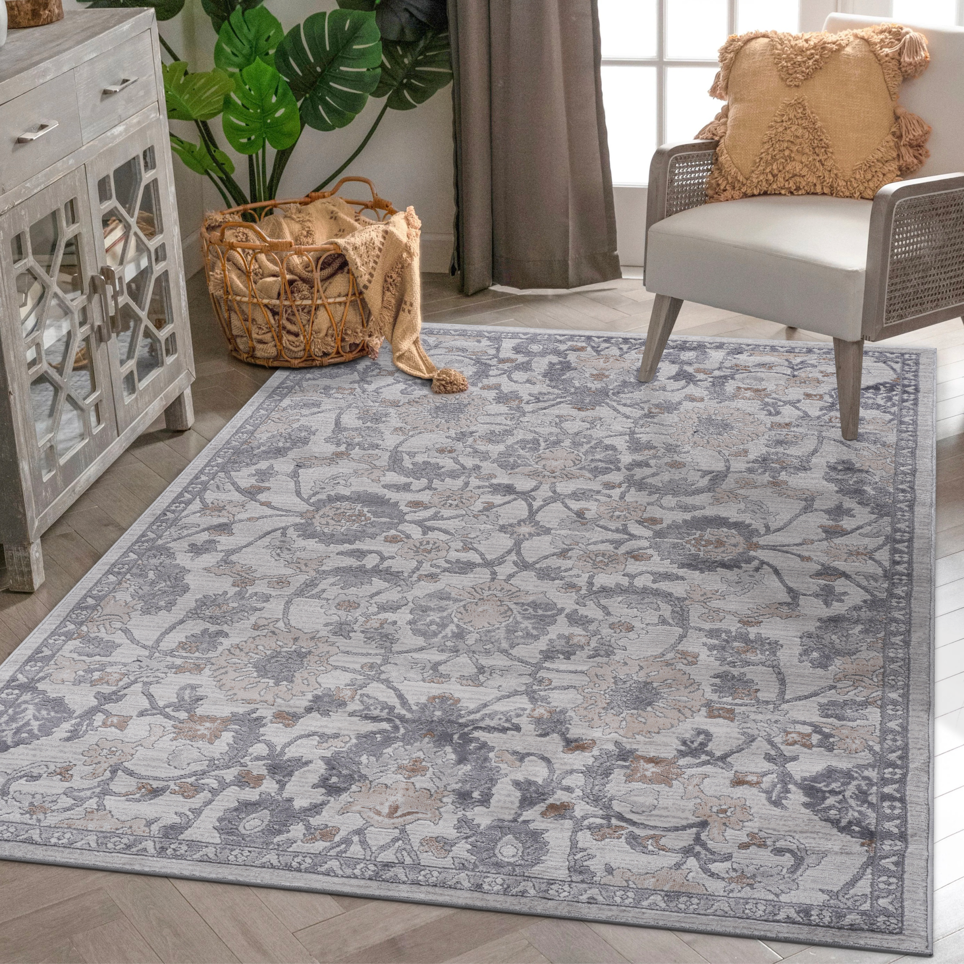 Naar Marfi Collection 6X9 Sand Ivory Oriental Non Shedding Living Room Bedroom Dining Home Office Stylish And Stain Resistant Area Rug Sand Polyester